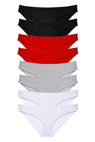 Mestore 8 Pieces Super Eco Set Lycra Women's Slip Panties Black Red Gray White