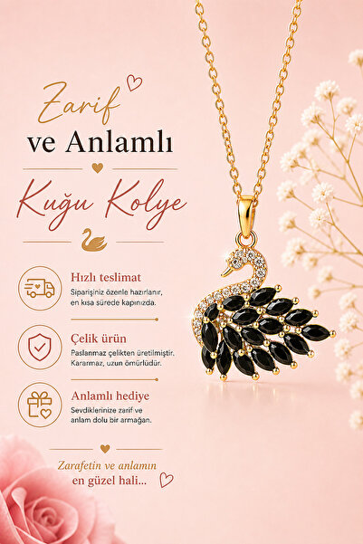MİLUNXTE قلادة نسائية على شكل بجعة من الفولاذ باللون الذهبي - قلادة أنيقة على...