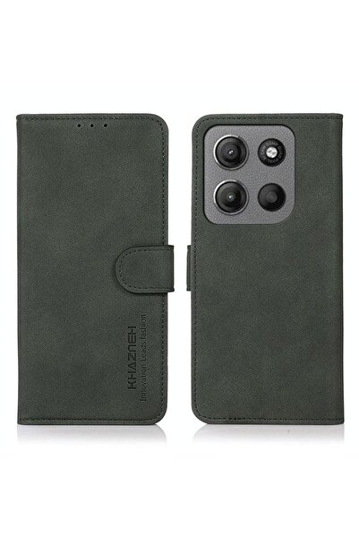 KHAZNEH Retro Leather Θήκη Πορτοφόλι Green (Motorola Moto G15 4G / G17 Power 4G)