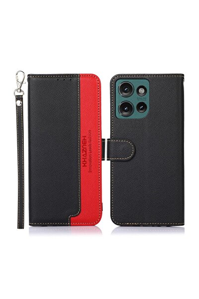 KHAZNEH Litchi Texture Θήκη Πορτοφόλι Black (Motorola Edge 50 Neo/Edge 60 Neo)