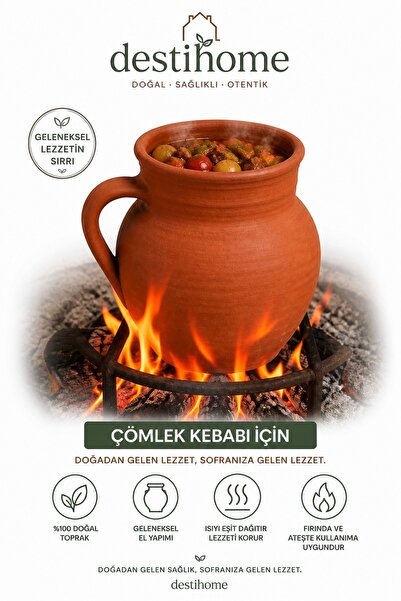 DestiHome El Yapımı Doğal Topraktan Çömlek Ocak Ve Fırın Uyumlu (Çömlek kebabı için)