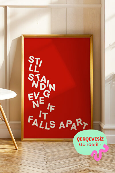 ArtDropsco Kırmızı Tipografik Kolaj Tablo Poster Modern Minimal Duvar Dekoru ...
