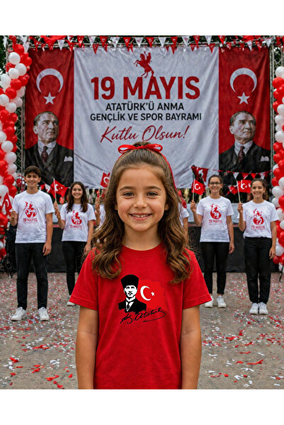 LORVEX 19 May Atatürk Youth Day T-Shirt 100% Cotton Oversize Unisex Printed C...