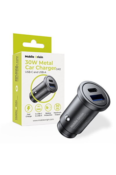 Mobile Origin Încărcător auto metalic 30W, CA12 - USB-C, USB-A
