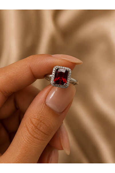Frost Jewellry 925 ayar gümüş baget yakut taşlı yüzük