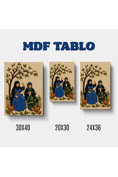 ZERYA Tabloya Bi Teşî - Teşili Kadınlar Nakış Motifli Tasarımlı Duvar Dekorat...