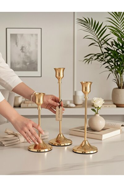 METALAY GOLD LALE 3 LÜ ŞAMDAN
