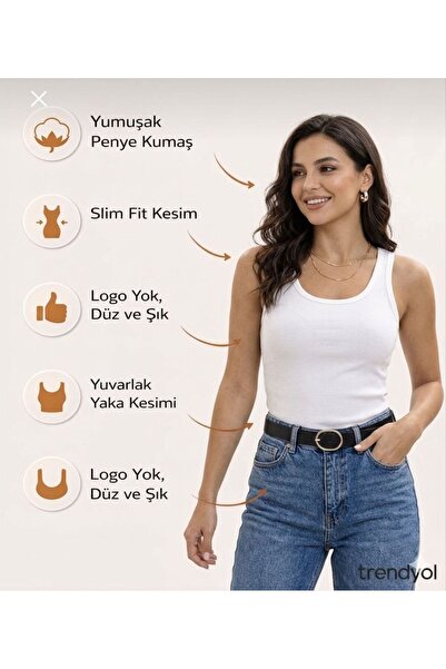 ARİM Fitilli Görünümlü Kalın Askılı Basic Beyaz Bluz Atlet