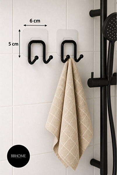 BB MAİSON Güçlü Yapışkanlı 2 Adet Kancalı Banyo Mutfak Askısı Havlu Dolap Ask...