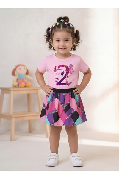 Funkaar Birthday Girl, 2nd Year Butterfly Birthday Graphic Print T-Shirt