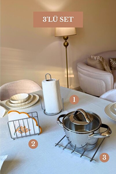 Edora Home Set of 3 Matte Silver Cage Napkin Holder Upright Paper Towel Holde...