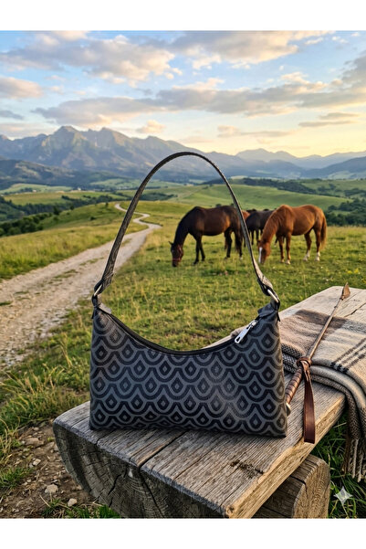 YMZBAG Черна дамска чанта за рамо с десен на падащи точки
