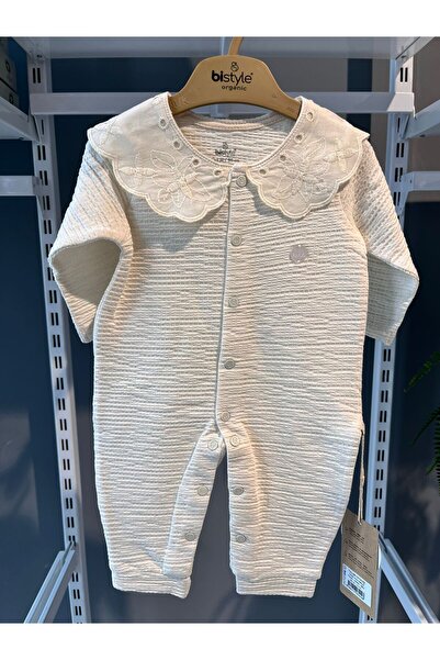 Bistyle Gots Certified Baby Girl Jumpsuit - 100% Organic Cotton - Beige
