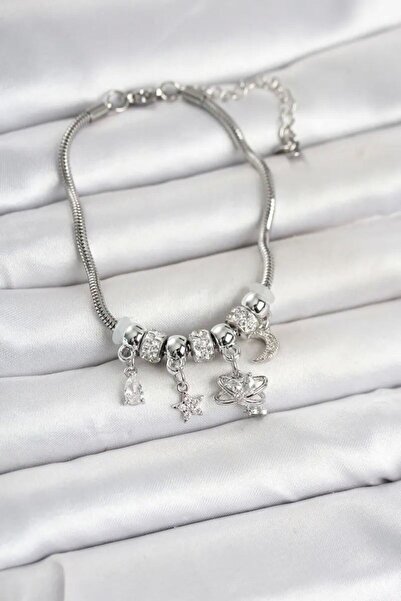 Generic Brand Brass Silver Color Women's Bracelet with Charms Tj-Bb8443