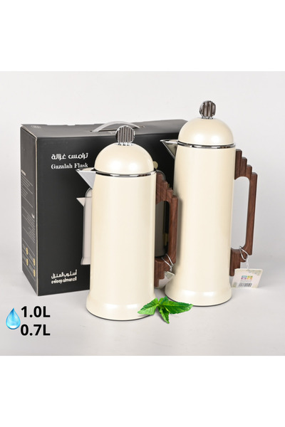 Generic Trams Goat Stainless Steel 0.7&1.0L White Chrome Wood Set - Elegant R...