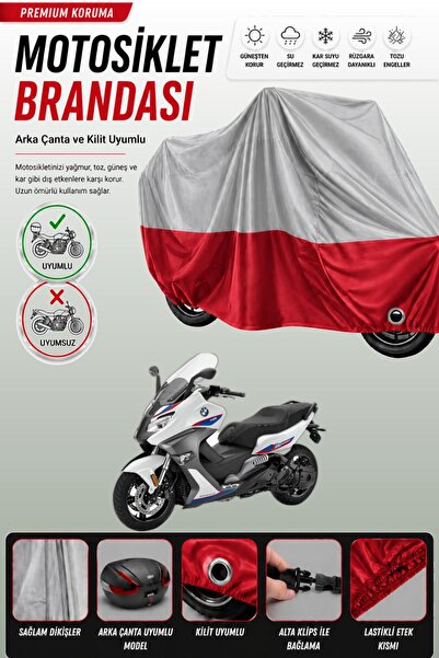 Cemku Double غطاء علوي رمادي اللون - سفلي أحمر، غطاء خلفي متوافق مع دراجة BMW...