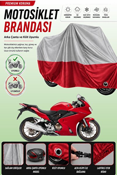 Cemku Double Gray Top - Red Bottom, Rear Bag Compatible Honda Vfr 800 Motorcy...