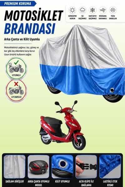 Cemku Double Gray Top - Blue Bottom, Rear Bag Compatible Asian Polo 50 Motorc...