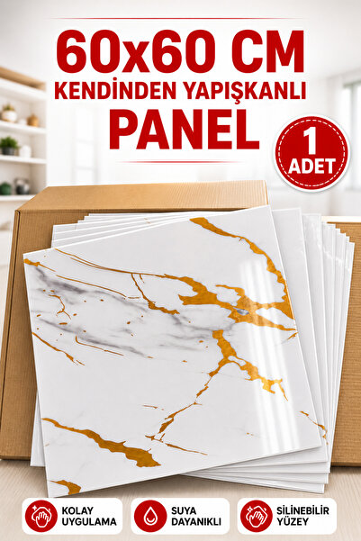 UKAB DEKOR 60x60 Cm GoldMermer Desenli Kendinden Yapışkanlı Seramik Köpük Pvc...