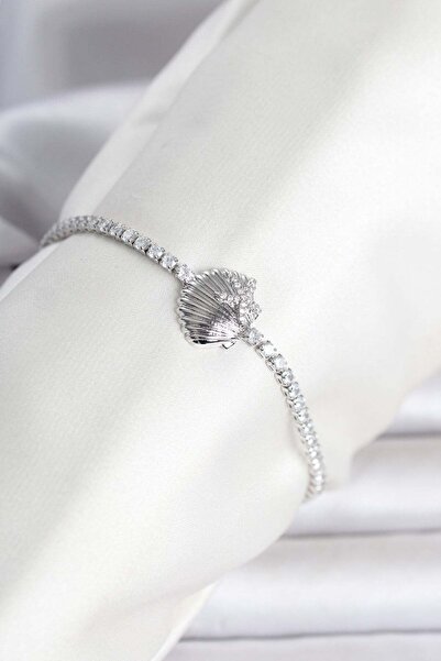 Inure Jewelry Brass Silver Color Sea Shell Model Waterway Women's Bracelet