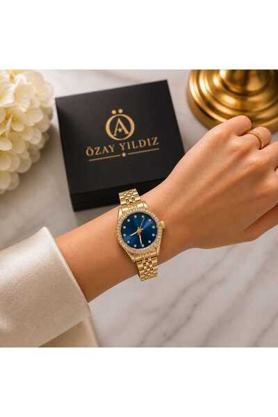Özay KADIN MAVİ GOLD TAŞLI SAAT