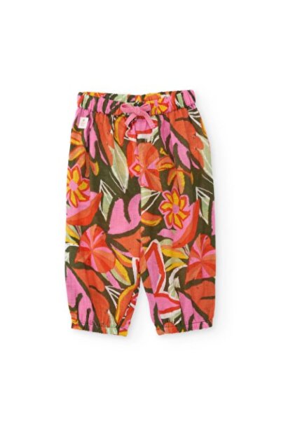 Tuc Tuc Girl's Tropical Floral Patterned Elastic Waist Comfortable Cut Pants ...