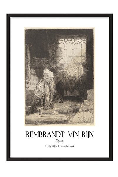 Postifull Rembrandt Vin Rajna - Faust, slika u crnom okviru, umetnička serija...