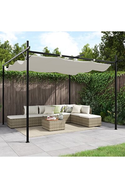 vidaxl Pergola cu acoperis retractabil, crem, 295x292x230 cm