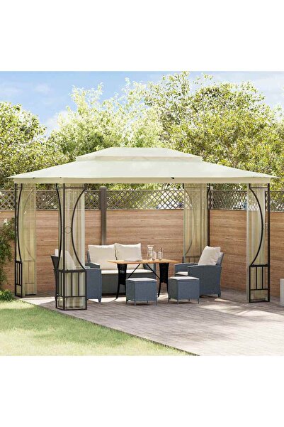 vidaxl FOISOR cu plase, crem, 300 x 400 x 265 cm
