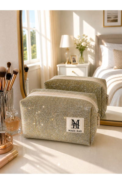 MAKE BAG YENİ GÜMÜŞ SİMLİ MAKYAJ ÇANTASI
