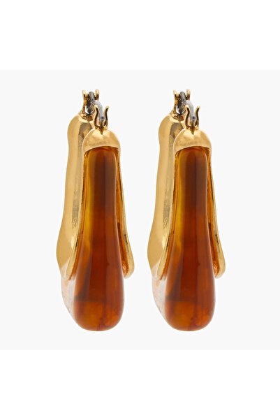 Lifestyle Gold Tone Hoop Earrings with Hinge Closure