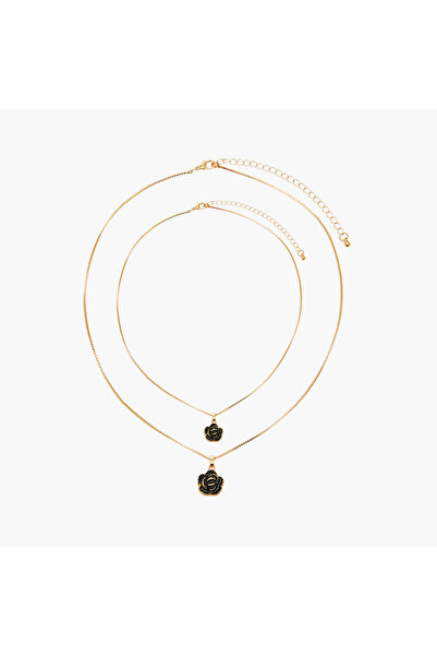 Lifestyle Set of 2 - Floral Embellished Pendant Necklace and Earrings