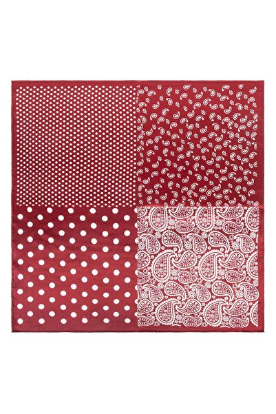 Silk and Cashmere Kırmızı Laila Saf İpek Küçük Kare Eşarp 53x53 cm