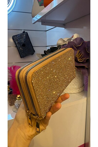 Mercandamoda Gold Taşlı Büyük Boy Cüzdan