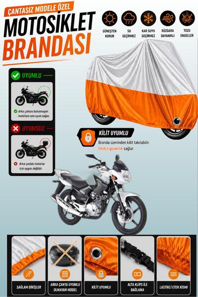 Cemku Twin غطاء محرك ياماها YBR 125 ESD باللون الرمادي من الأعلى والبرتقالي م...