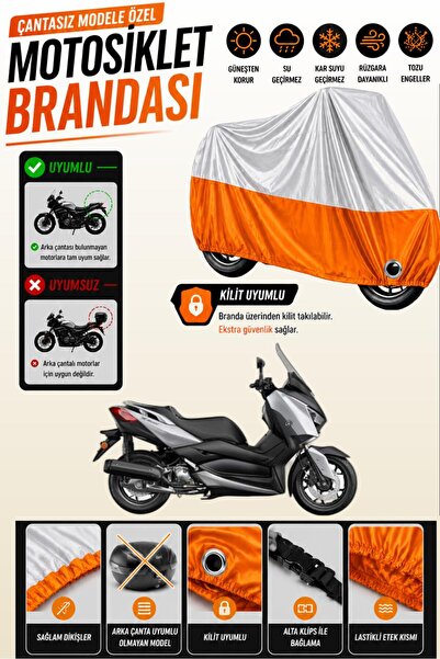 Cemku Twin Top Gray - Bottom Orange Yamaha X-Max 125 Abs Compatible Engine Co...