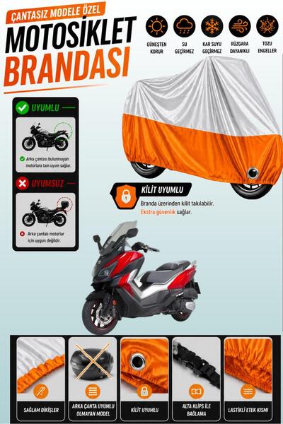 Cemku Twin غطاء محرك متوافق مع SYM Cruisym 250i باللون الرمادي من الأعلى والب...