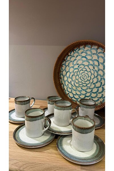 Miko Home & Garden Akıtma Desenli 6 Kişilik Kahve Fincanı Porselen Türk Kahve...