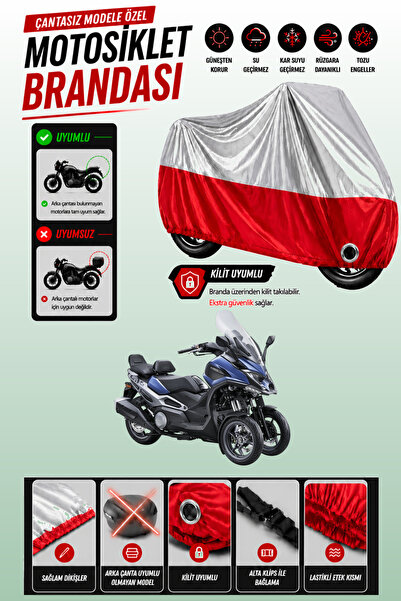 Cemku Twin غطاء محرك متوافق مع Kymco CV3 باللون الرمادي من الأعلى والأحمر من ...