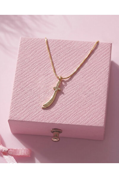 Gleemy accesories Altın Kaplama Zülfikar Figürlü Zirkon Taşlı Kadın Kolye Tre...