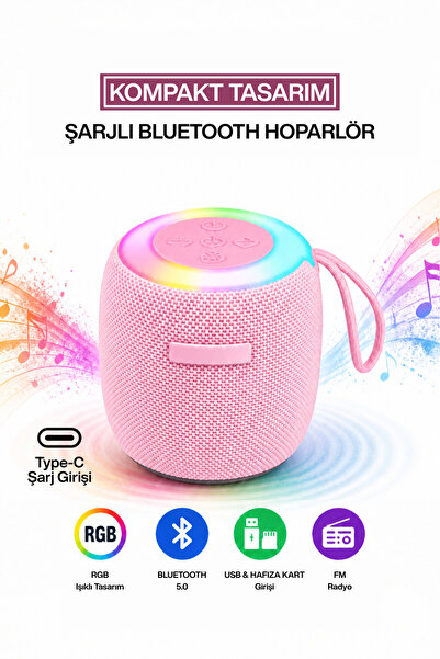 MetaForce RGB Işıklı Şarjlı Bluetooth Hoparlör - Type-C - FM Radyo - USB - HA...