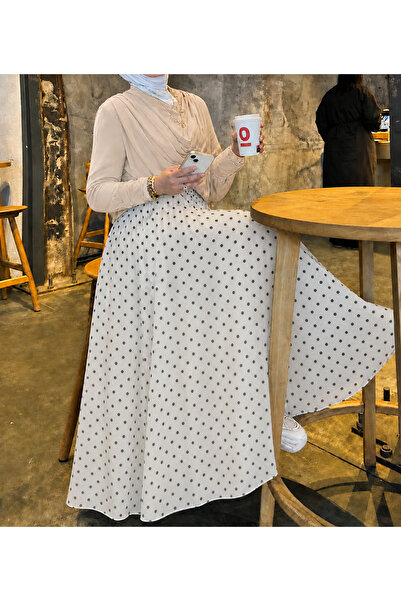 Nursay Drawstring Blouse Polka Dot Skirt Set