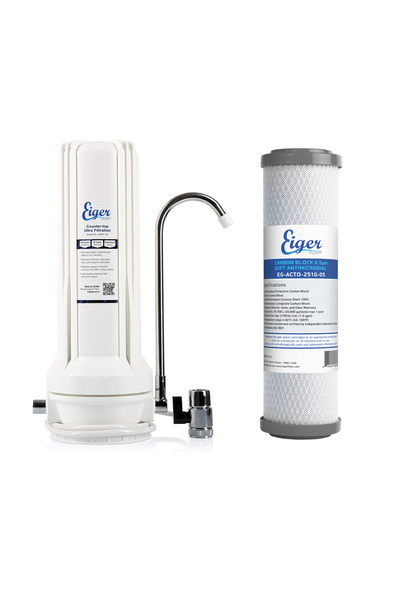 Eiger Filter Eiger Λευκή Μονή Συσκευή Φίλτρου Νερού Άνω Πάγκου με Βρυσάκι και...