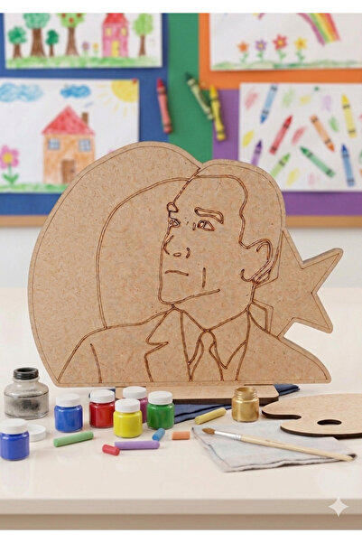 My Kids Room Boyanabilir Atatürk ve Ay-Yıldız Ahşap Oyuncak Etkinlik Aktivite...