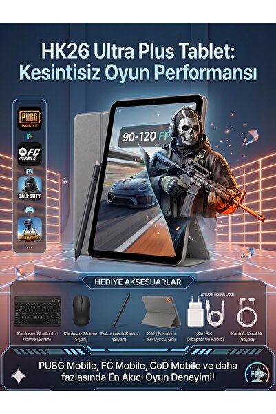 HAİDİKO HK26 Ultra Plus Tablet - 32GB RAM 1TB Hafıza | Şarj Aleti -Klavye -Mo...