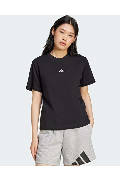 adidas Essentials Μικρό Λογότυπο Βαμβακερό T-Shirt Γυναικείο Μπλουζάκι ΜΑΥΡΟ