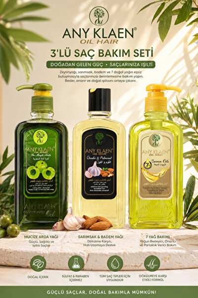 Lesvip's 3’LÜ Bitkisel Saç Bakım Yağı Seti – Amla, Sarımsak & 7 Yağ Bakımı