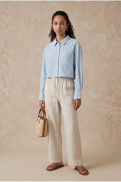 Cortigiani Linen looking summer shirt with full sleeve