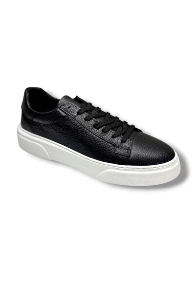 Cakgo 623-26 Genuine Leather Lace-Up Anatomical Men's Shoes Black White 45-47