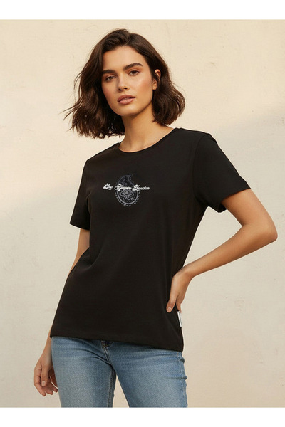 Lee Cooper تي شيرت قطني بقصة مريحة مع طباعة